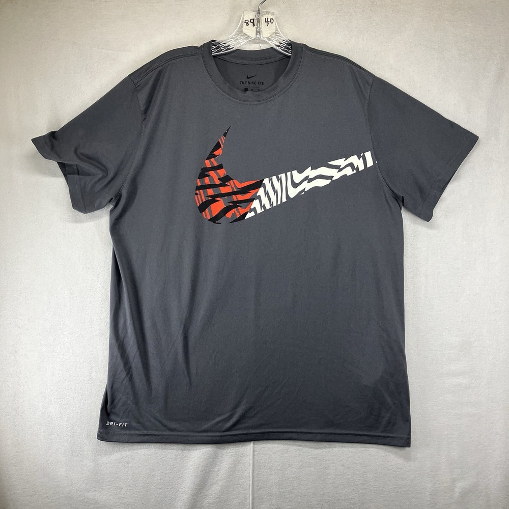 Nike Shirt Mens XL Gray Short Sleeve Wild Nike Swoosh Logo Sports Super Thin