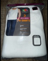 Fruit Of The Loom Mens 3-Pack Tanks Ribbed White Undershirts Cotton Big Man 5XB