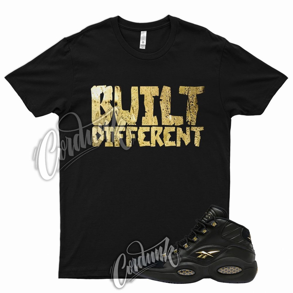 BUILT T Shirt for Question Mid Black Metallic Gold Toe DMP 1 6 7 95 97 3