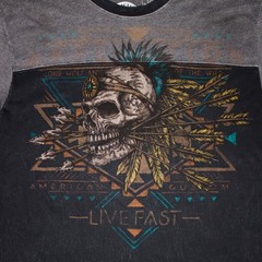 Affliction Native American Customs Skull Arrows T-Shirt USA Made Men Size L (B4)