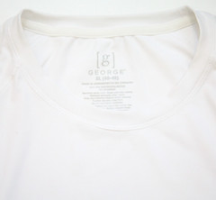 XL George White Solid Long Sleeve Polyester Spandex Crewneck T-Shirt Top M24