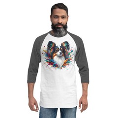 Artistic Papillon Explosion Raglan Shirt | Men’s Colorful ¾ Sleeve Top