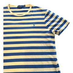 Polo Ralph Lauren XL Custom Slim Fit Navy Yellow Striped 100% Cotton Pony Tshirt