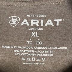 Ariat Bison Sketch Shield T-Shirt Men’s XL Brown Heather Graphic Tee NEW