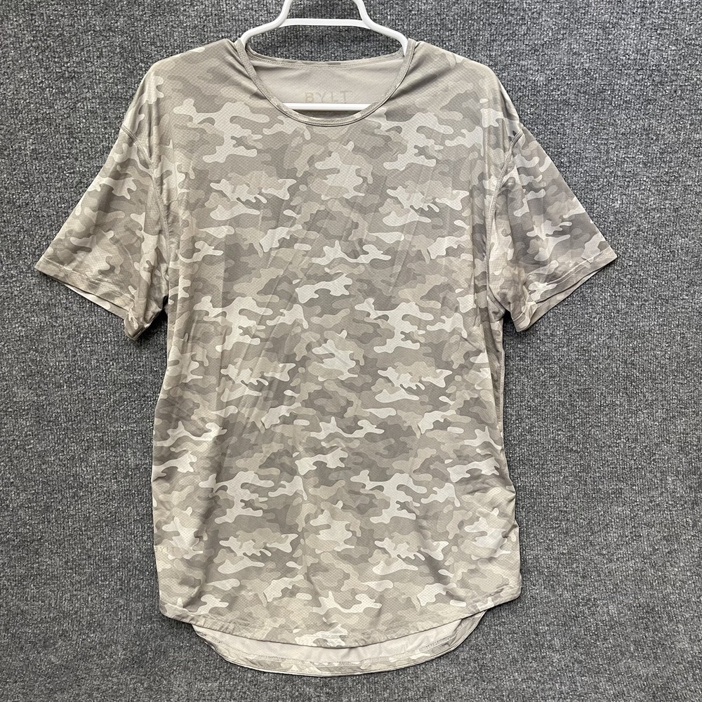 BYLT Premium Basics Drop-Cut Shirt Men’s S/S Camouflage Size L Gray