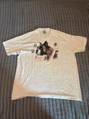 Vintage 1990s Wild Side Boxer Dog Breed Graphic T-Shirt Gray XXL