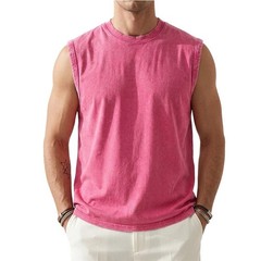 Men’s Washed Cotton Sleeveless Tank Top Loose Fit Summer Vest ✅ Buy 2 Save More