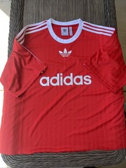 Adidas Original Trefoil Adicolor PolyTee Shirt Men Size L IM9458 Red Scarlet