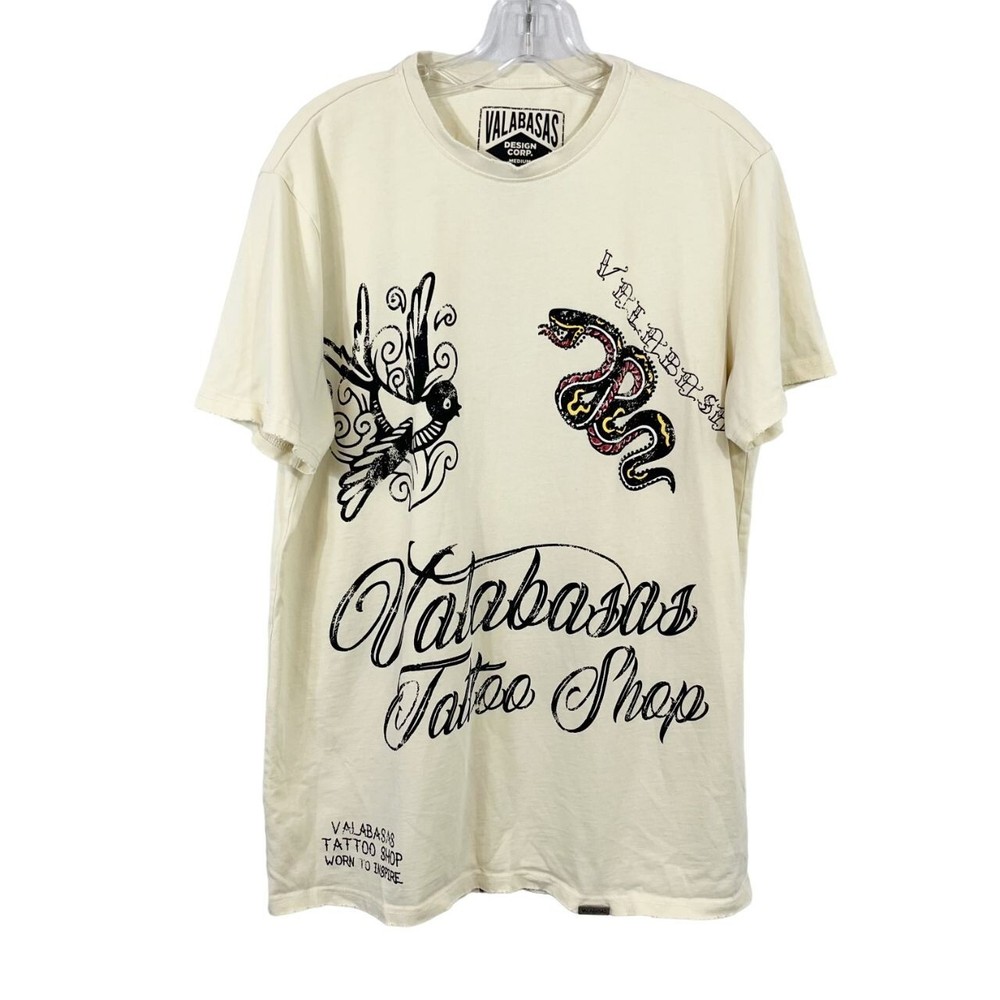 Valabasas Tattoo Shop Stay Strong Snake Studded Crewneck Tee Y2K AOP Size Medium