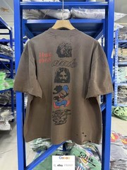 VINTAGE BROWN T SHIRT WORN DISTRESSED PALY HIGH STREET SHORT SUMMER TOP TEE