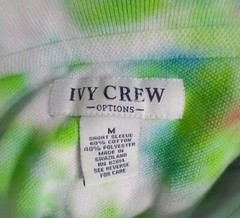 Ivy Crew Options~Tie Dye Polo Shirt Top~Sz. Medium~Green/Blue~Excellent Upcycle