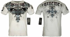 Xtreme Couture Affliction Men’s T-Shirt CLASSIC CREST White Tattoo Biker S-5XL