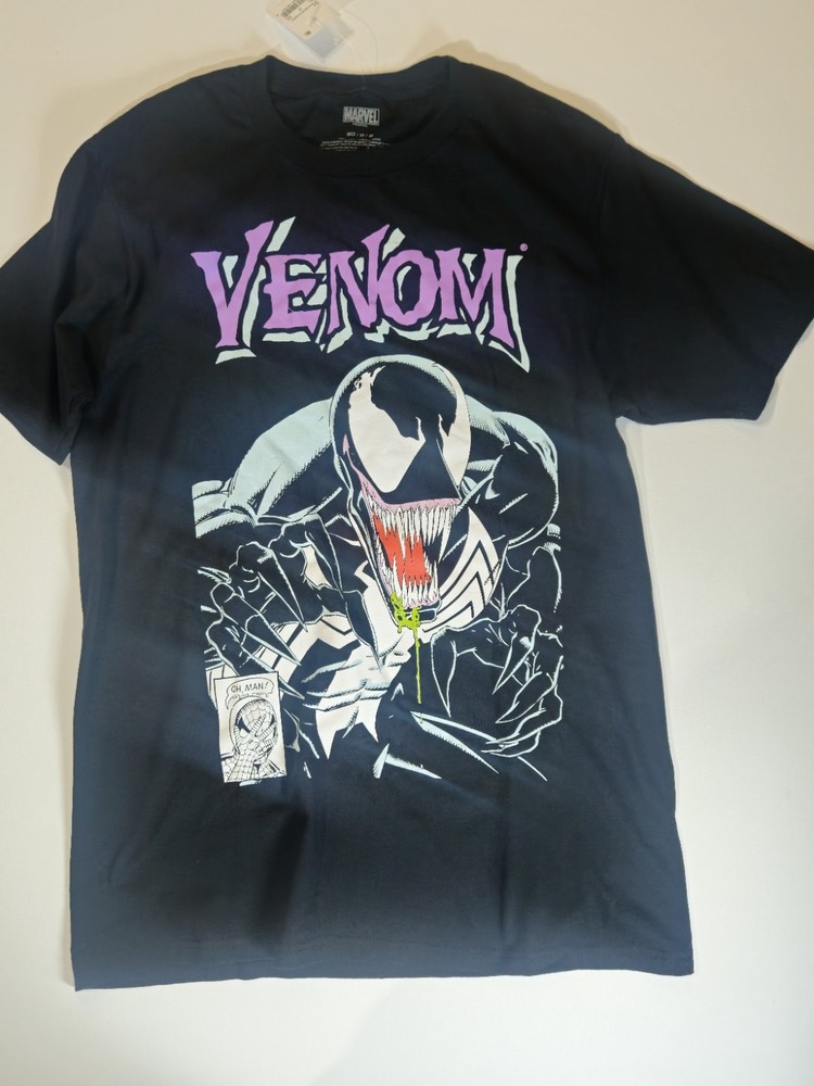 Venom T-shirt Mens Size Medium Black White Purple Mad Engine Marvel Graphic Tee
