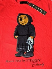 Eternity BC/AD Mens Large Bright Red Scream Horror Bear Short Sleeve T-shirt NEW