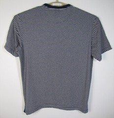 Left Coast Tee Men’s XL Blue & Grey Striped Cotton Short Sleeve Crew Neck