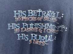 VTG His Betrayal Punishment Burial Blood Priceless Christian Jesus Cross T-Shirt