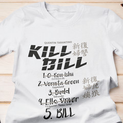 Kill Bill Movie Inspired T-Shirt List Five Targets Film Fan Graphic Tee
