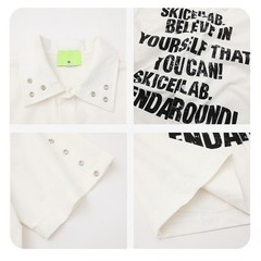Studded Collar Graphic Polo Shirt Men Y2K Streetwear Oversized Cotton M-2XL