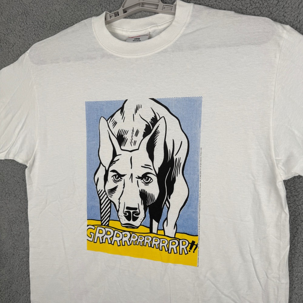Vintage Roy Lichtenstein Guggenheim Museum Shirt Large Grrrrrrr Dog Pop Art 90s