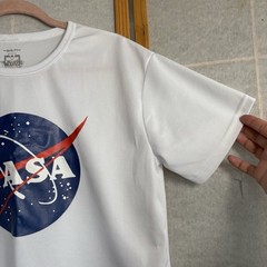 NASA T-shirt Mens Size Large White Space Circle Logo Woof Machi Jersey Retro