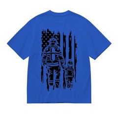 Firefighter Dad T-Shirt American Flag Father’s Day Gift Fireman Dad Tee Proud