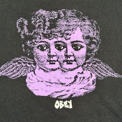 Obey Angel Cherub Graphic T Shirt Mens M Black Purple Streetwear Tee
