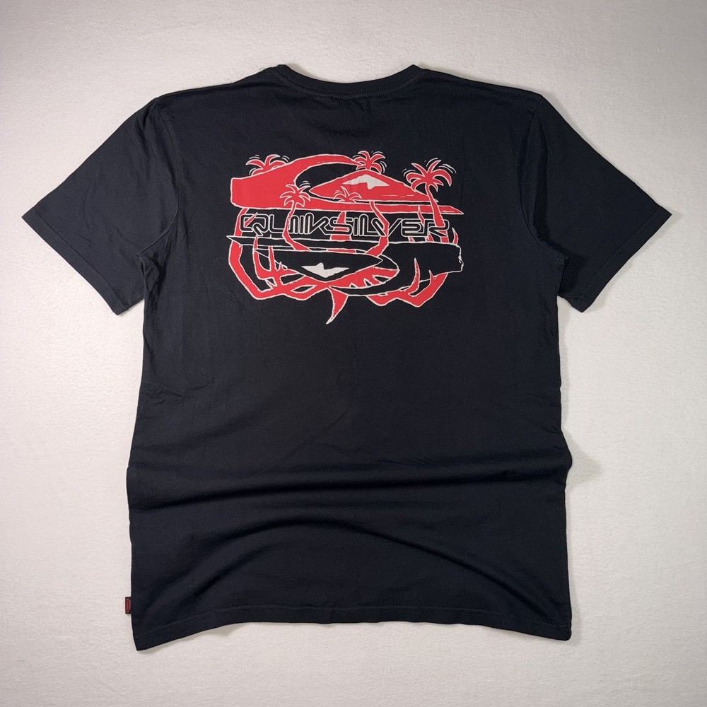 NWT Quiksilver Stranger Things Tee Mens Large Black Graphic Surf Skate Shirt