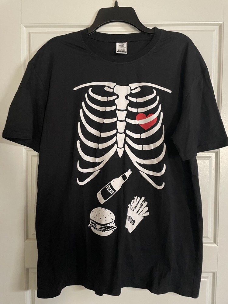 New SILK ROAD TEES Love Beer Burger Fries black tee T-Shirt Men Size Large