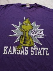 The Grinch Kansas State Purple T-Shirt Size Large Y2K 2000s College Xl