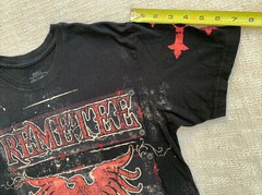 Remetee Authentic Sz S Mens T-Shirt Black w/Red 100% Cotton Graphics Made In USA