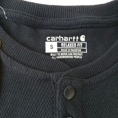 NWT Carhartt SMALL Relaxed Fit Heavyweight L/S Henley Pocket Thermal Shirt Navy