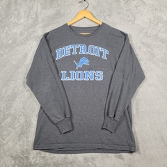 Detroit Lions T-Shirt Mens Large Gray Long Sleeve Graphic Tee NFL Team Apparel