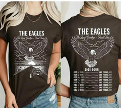 Retro Rock Concert Long Goodbye Tour Eagles Graphic Cotton 2Sides Unisex Tee