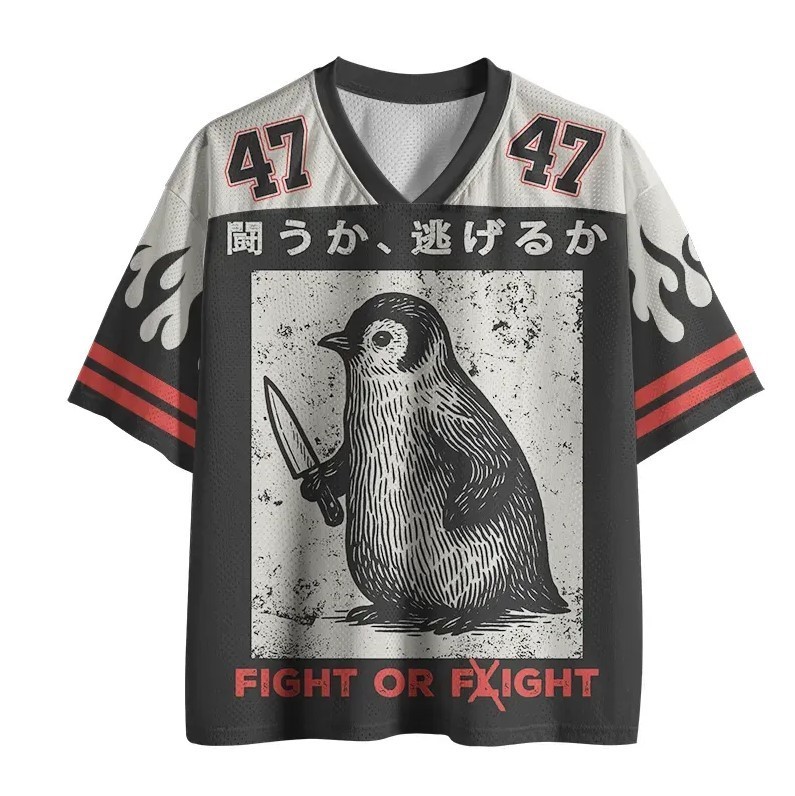 Funny Fight Or Flight Printed Jersey Shirts
