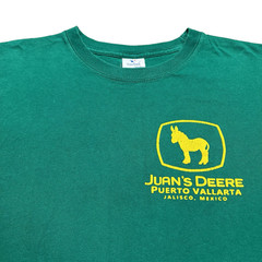 Vintage Juans Deere Parody T Shirt L Green Puerto Vallarta Mexico Funny Novelty