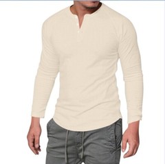 Zonbailon men’s t-shirt solid color crew neck slim fit breathable long sleeve