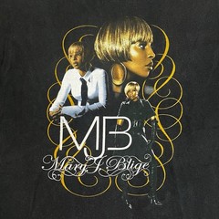 Vintage Mary J Blige Rap Tee T Shirt Tour Sz L Double Sided Faded Black Y2K AAA