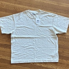 John Elliott Reversed Cropped SS Tee Beige Solid Logo Crew Neck Cotton Size S