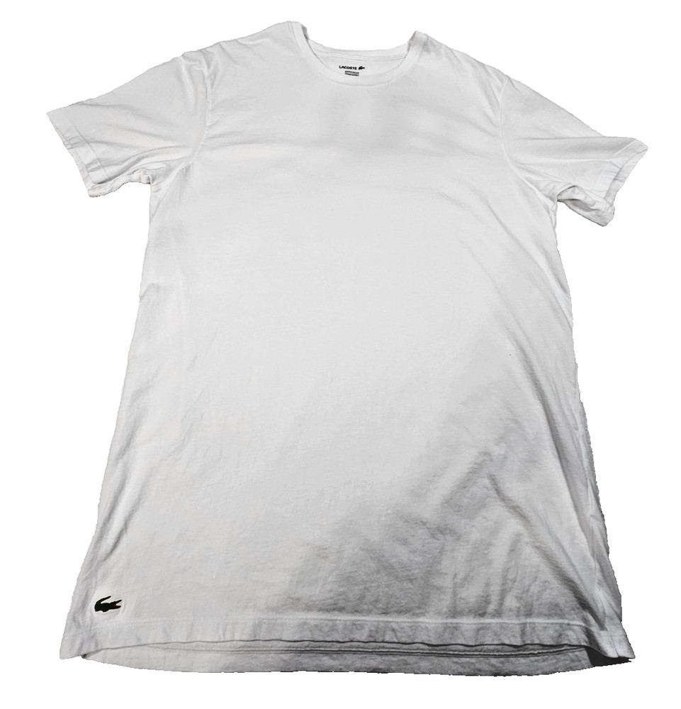 Men Lacoste Crew Neck Pima Cotton Jersey T-shirts White 👍
