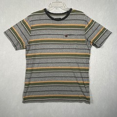 HippyTree T-Shirt Mens L Gray Green Striped Pocket Vintage Blend Surf & Stone Co