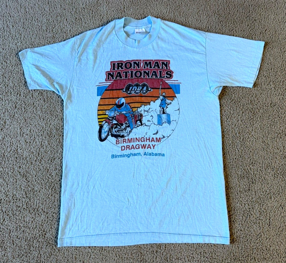 VTG 80s Iron Man Nationals IDBA Motorcycle Race Birmingham AL T-Shirt – Size S/M