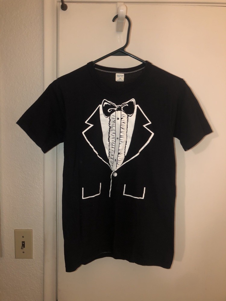 Vintage 1980s Gingiss Formal Wear Tuxedo Tux T-Shirt Novelty Soft Sz S/M