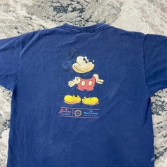 Vtg Disney Genuine Mickey Mouse Sz XL Blue Graphic Double Sided Unisex