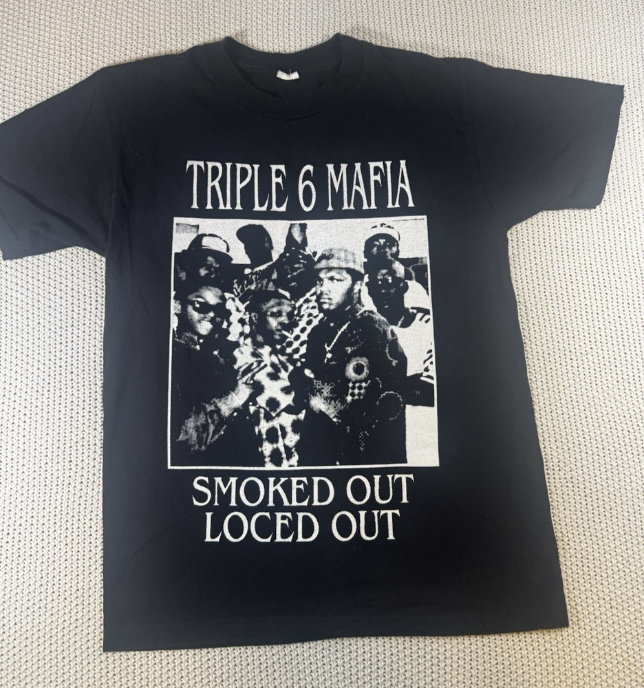 Three 6 Mafia HIP HOP rap T-shirt Black Cotton Medium VTG