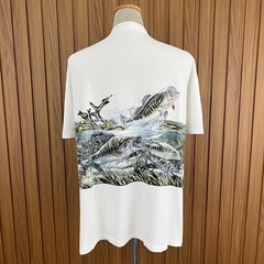 Vintage 90s Largemouth Bass Fishing All Over Print Nature Graphic White T-Shirt