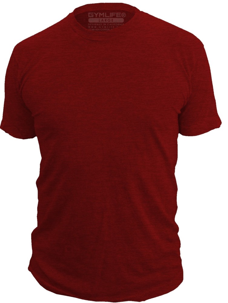 Gym Life® BLANK Tee Men’s Athletic T-Shirt Work Out Exercise Fitness Shirt Red