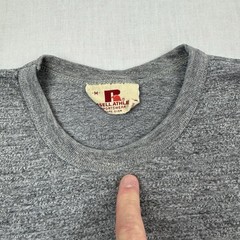 Vintage Russell Athletic 1970s T Shirt Adult Medium Heather Gray Tri Blend USA