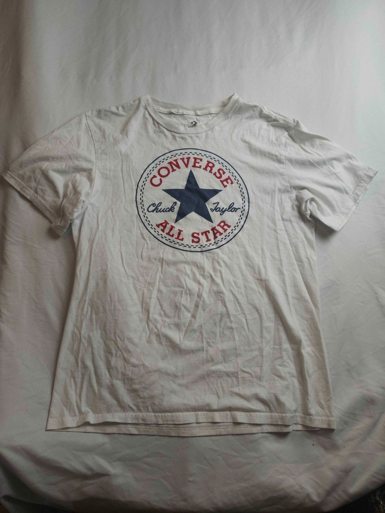 Converse Graphic Shirt Mens Medium White Chuck Taylor All Star Logo Streetwear