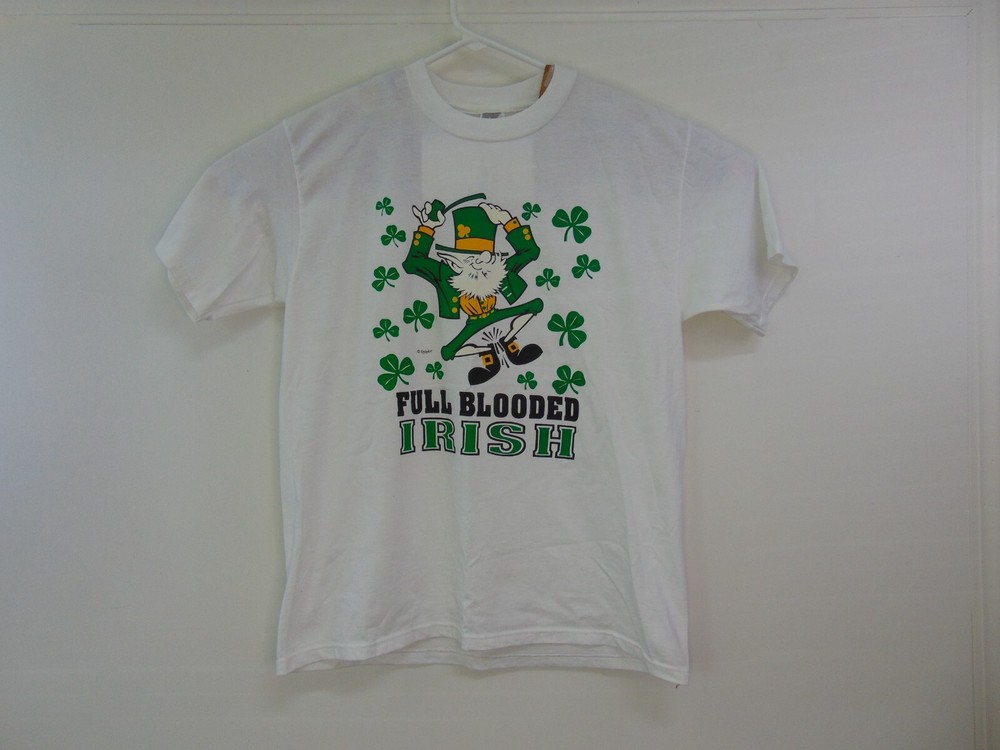 Vtg Late 90s Full Blooded Irish Screen Printed T Shirt St. Patricks Day Mens L