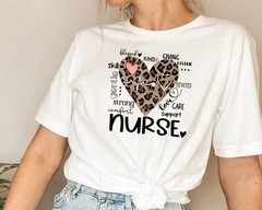 Leopard Print “RN” & “CNA” Graphic T-Shirt – Trendy Nursing Apparel for Nurse